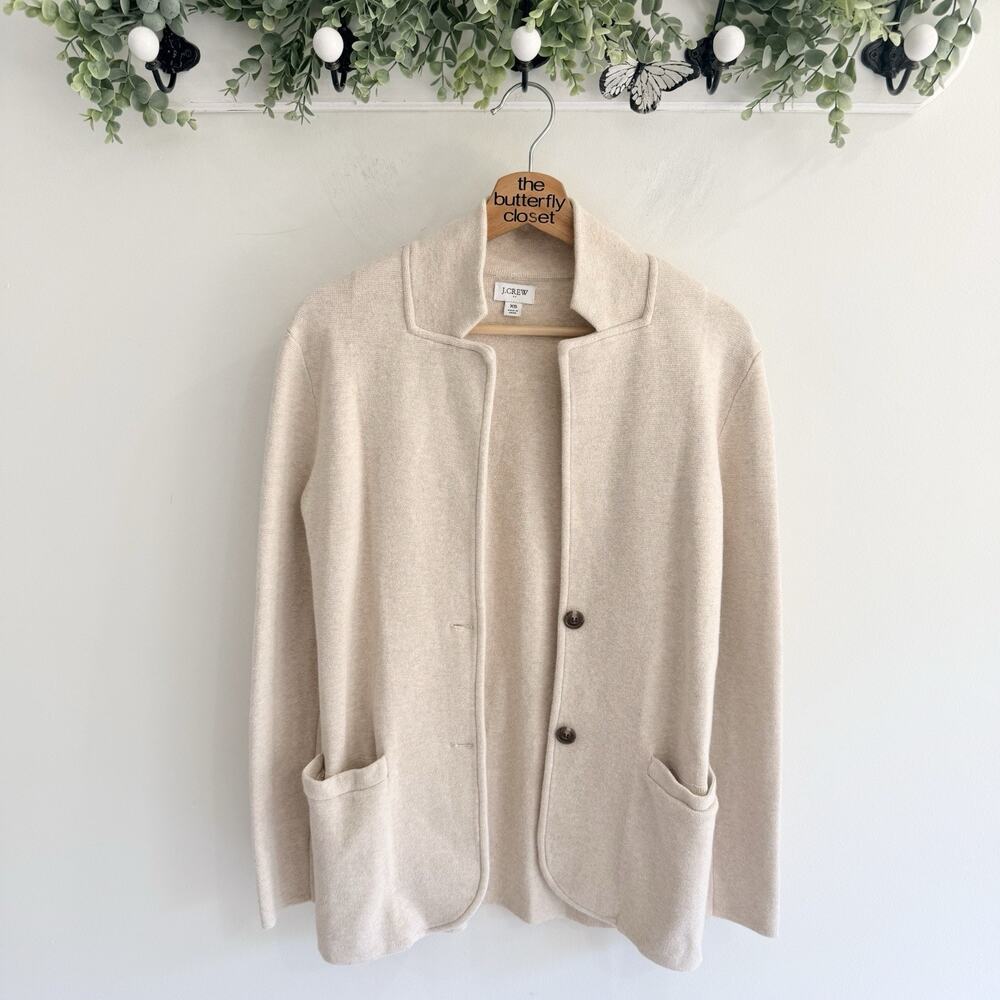 J.Crew Women’s cream Long Sleeve Sweater Blazer Size XS P815 oversized